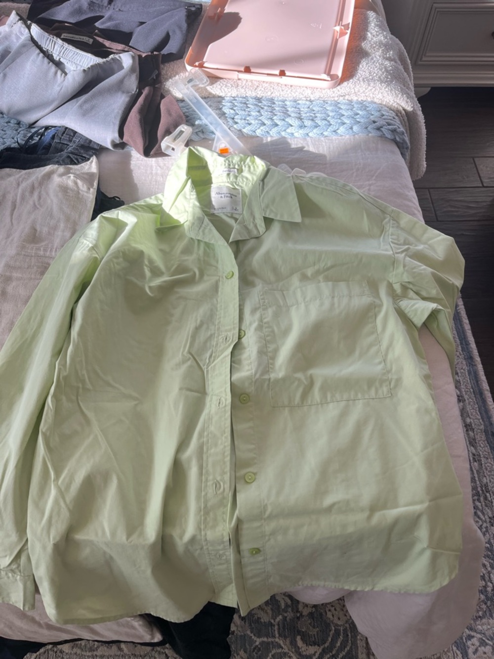 Abercrombie & Fitch Light Green Button-Down Shirt